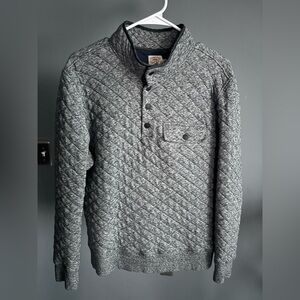 Faherty Gray Quilted 1/4 Zip Sweater